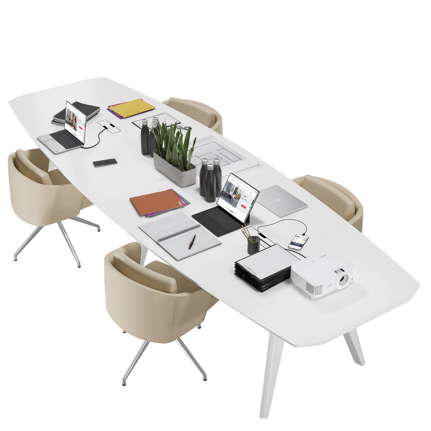 Bralco RAIL Conference table | 3600 x 1200 mm, oak white
