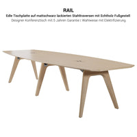 BRALCO RAIL conference table | 3600 x 1200 mm, tobacco oak