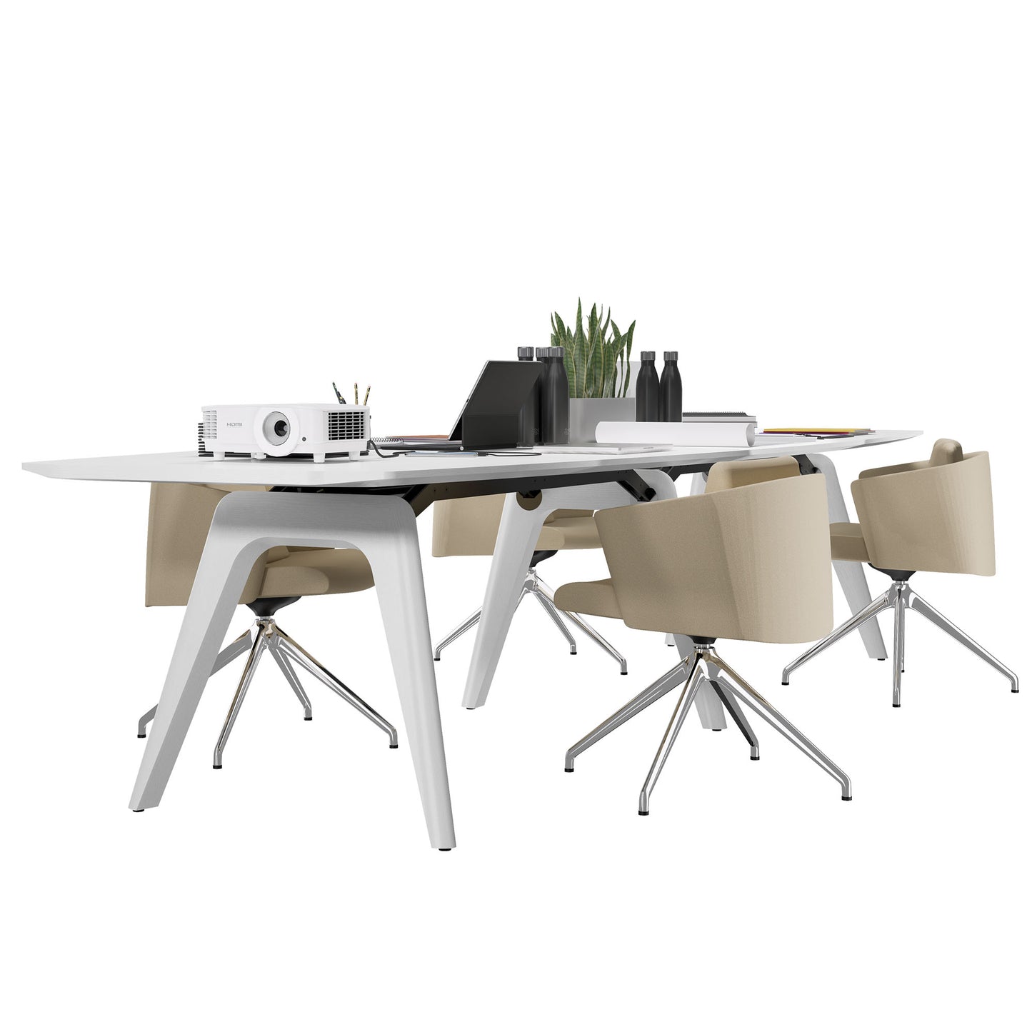 Bralco RAIL Conference table | 3600 x 1200 mm, oak white