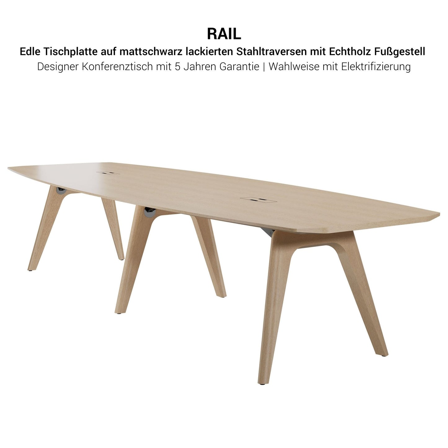 Bralco RAIL Conference table | 3600 x 1200 mm, oak white