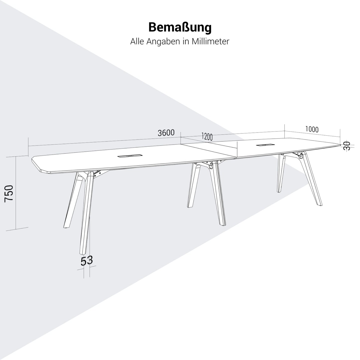 Bralco RAIL Conference table | 3600 x 1200 mm, oak white
