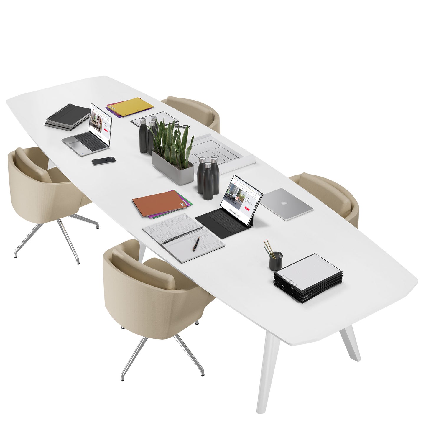 Bralco RAIL Conference table | 3600 x 1200 mm, oak white