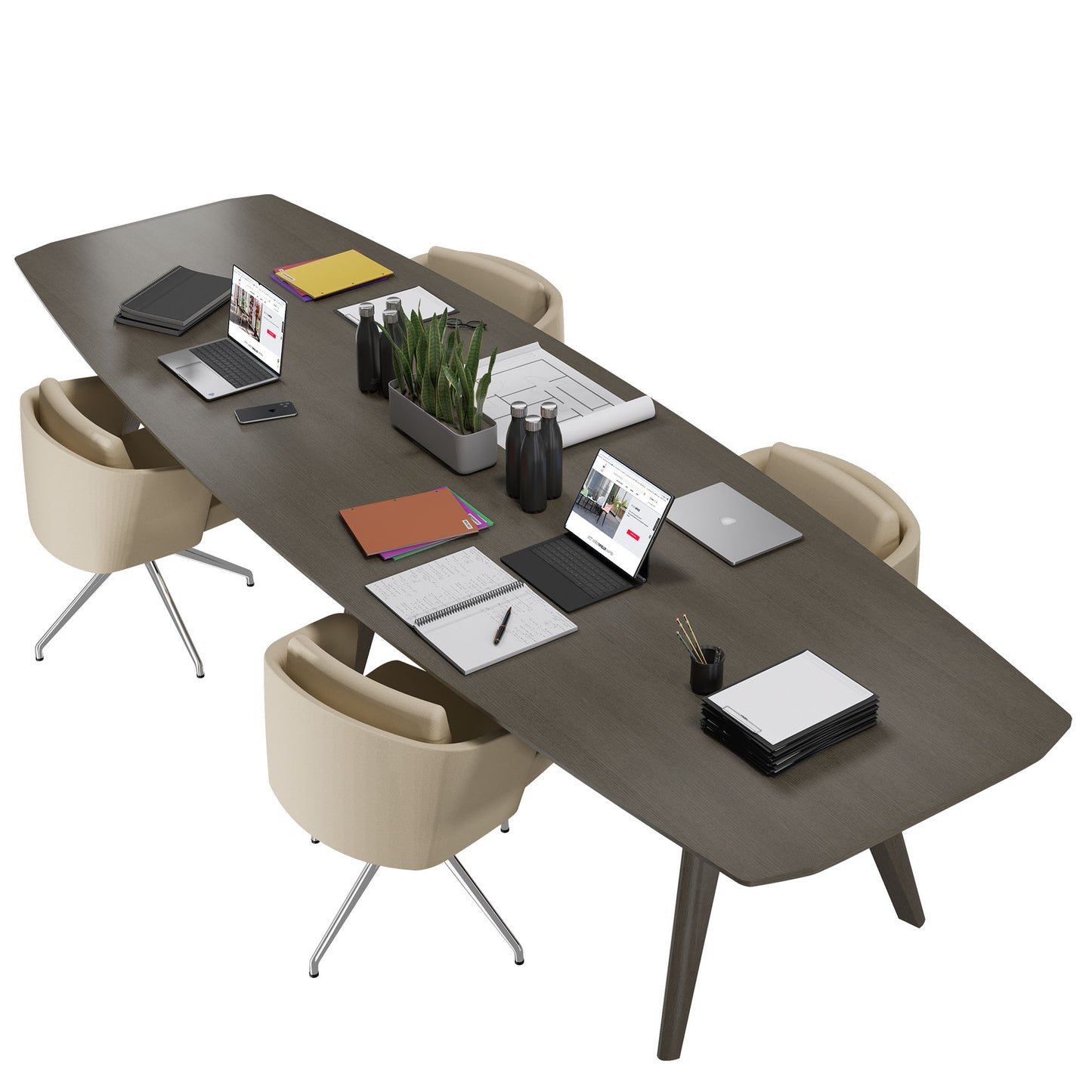 BRALCO RAIL conference table | 3600 x 1200 mm, dark gray oak