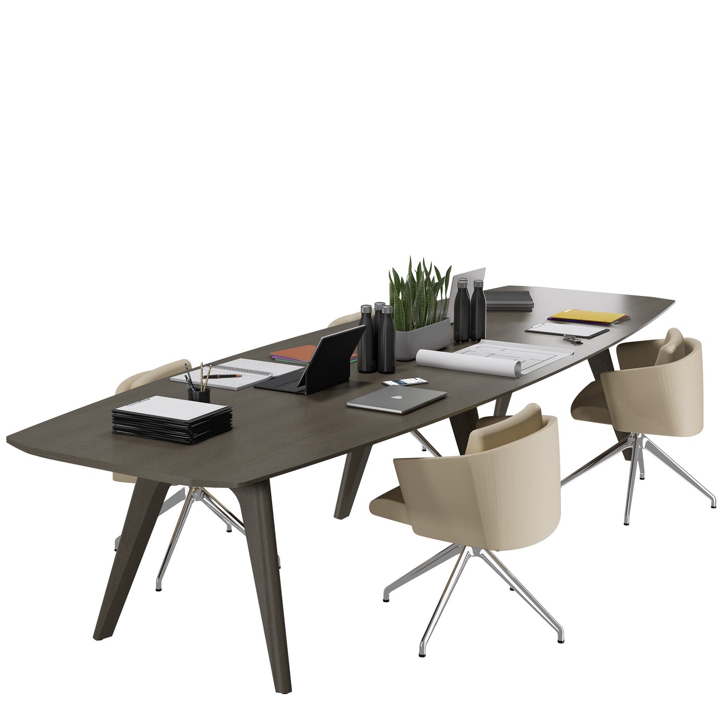 BRALCO RAIL conference table | 3600 x 1200 mm, dark gray oak