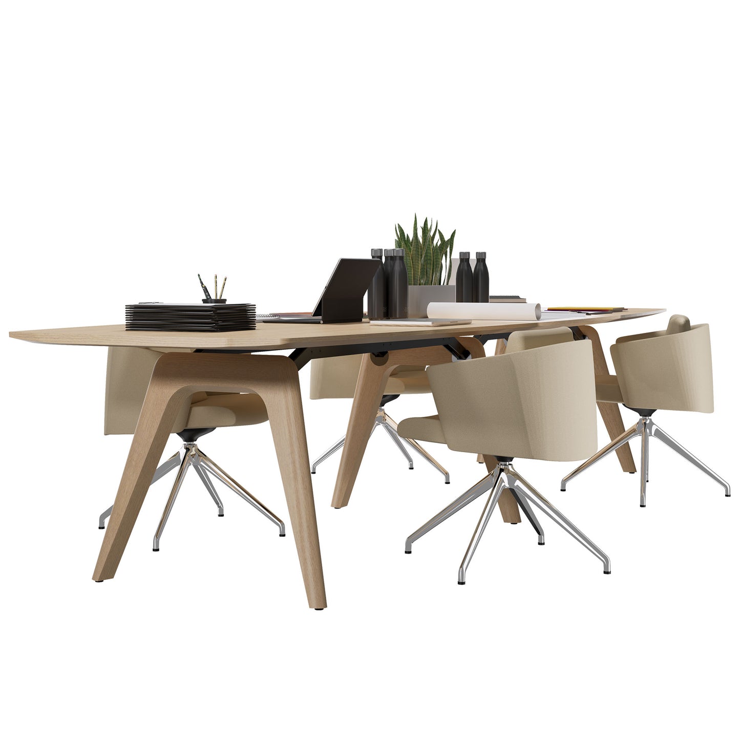 BRALCO RAIL conference table | 3600 x 1200 mm, natural oak