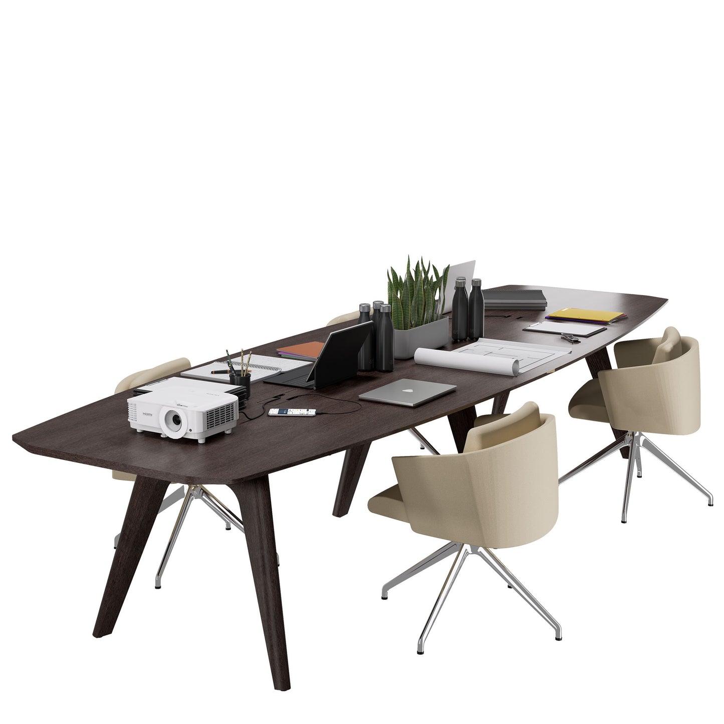 BRALCO RAIL conference table | 3600 x 1200 mm, carbon oak