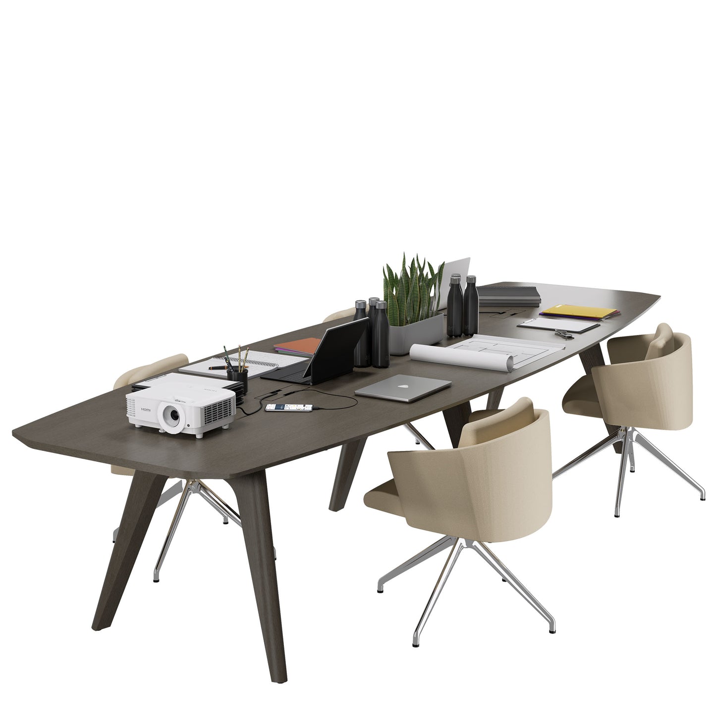 BRALCO RAIL conference table | 3600 x 1200 mm, dark gray oak