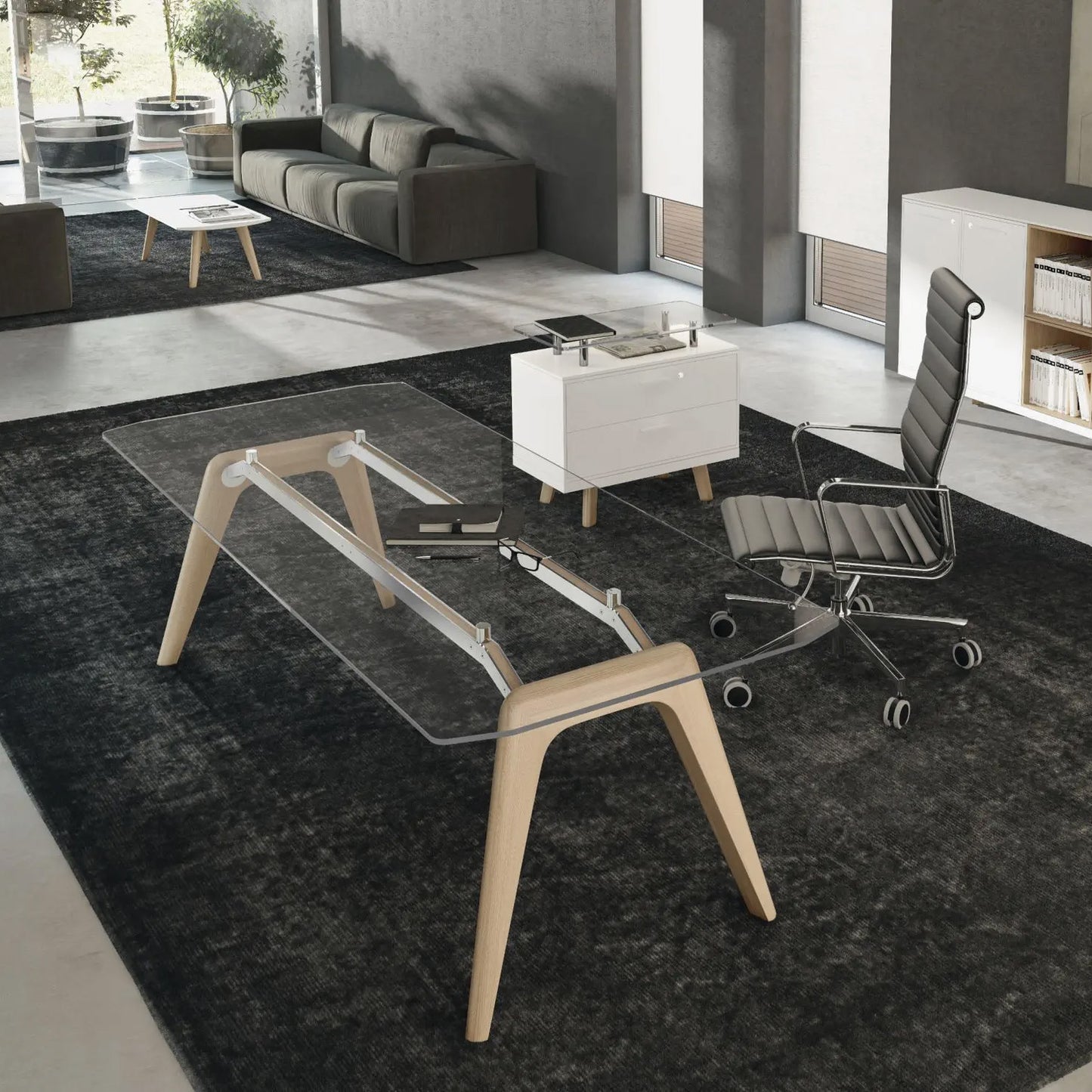 Bralco RAIL Scrivania | 1800 - 2400 mm | Vero legno, grigio chiaro di quercia