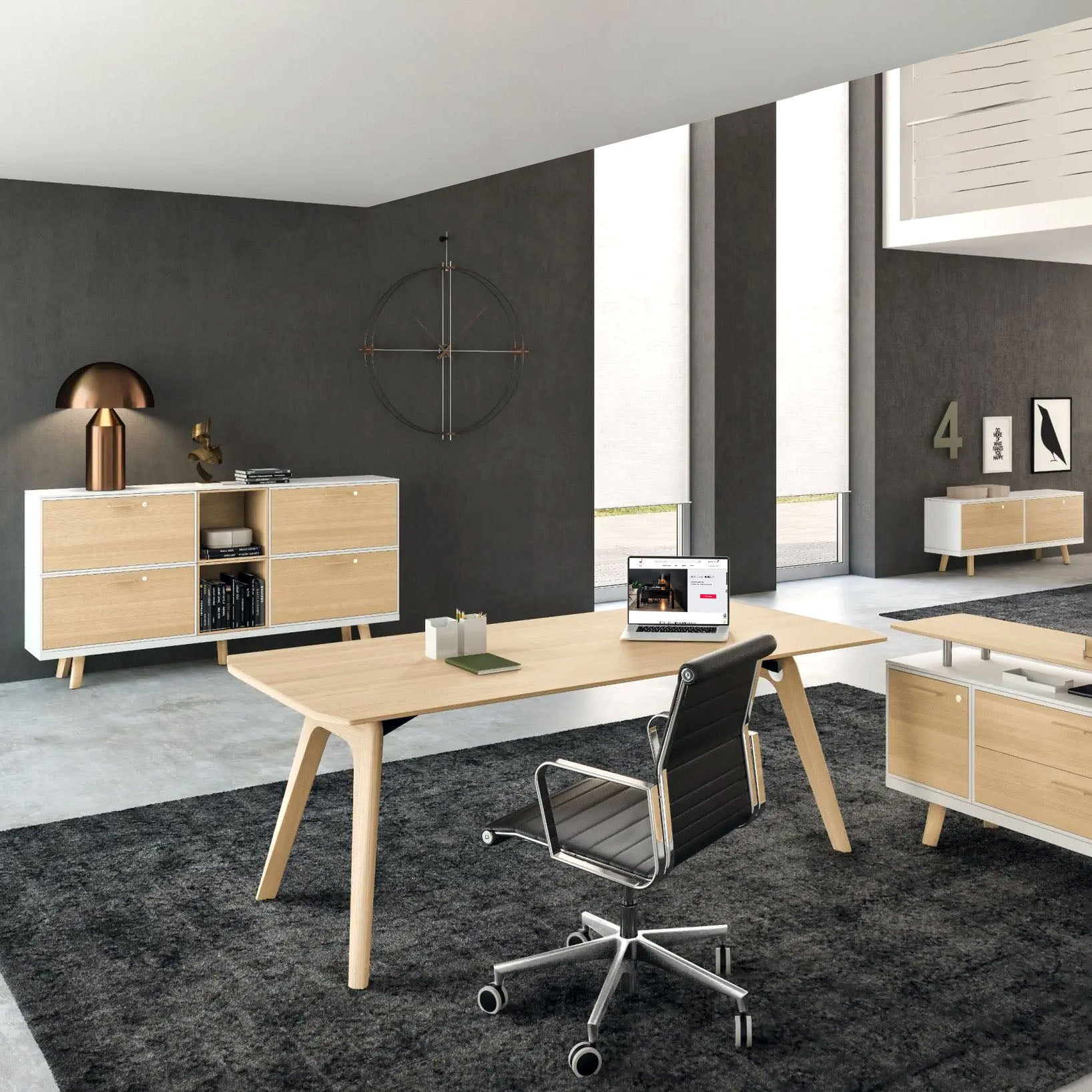 BRALCO RAIL desk | 1800 - 2400mm | Real wood, black oak