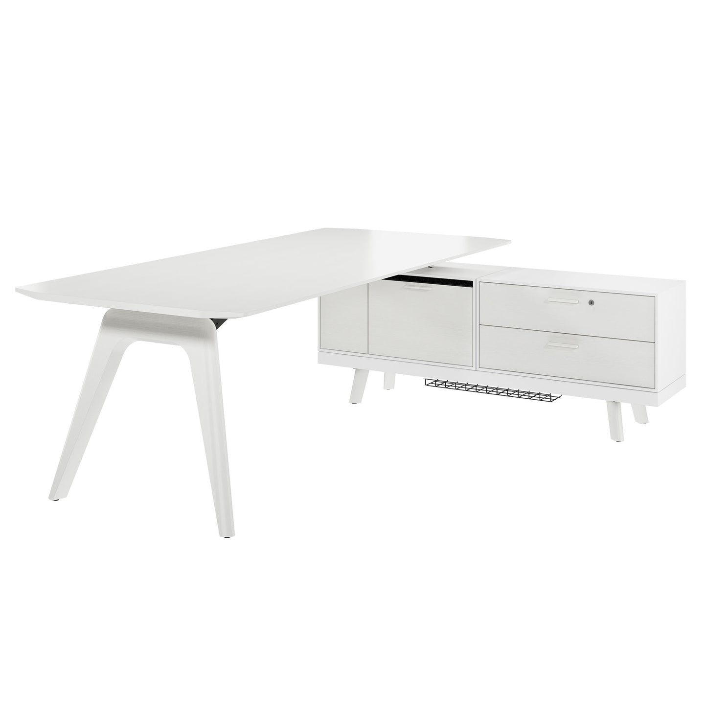 BRALCO Rail Desk | 1800 - 2400 mm, basboard intégré, bois réel, chêne blanc