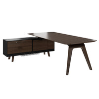 Bureau BRALCO RAIL | 1800 - 2400 mm, lowboard intégré, bois véritable, chêne tabac