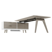 Bureau BRALCO RAIL | 1800 - 2400 mm, lowboard intégré, bois véritable, chêne gris clair