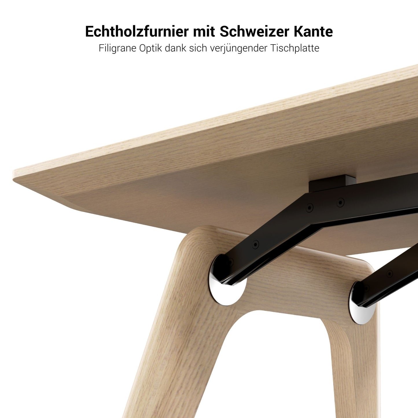 BRALCO RAIL desk | 1800 - 2400 mm, integrated lowboard, real wood, natural oak