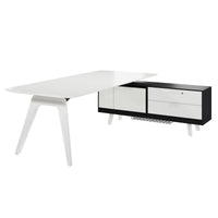 Bralco RAIL Bureau | 1800 - 2400 mm, basboard intégré, bois réel, chêne blanc