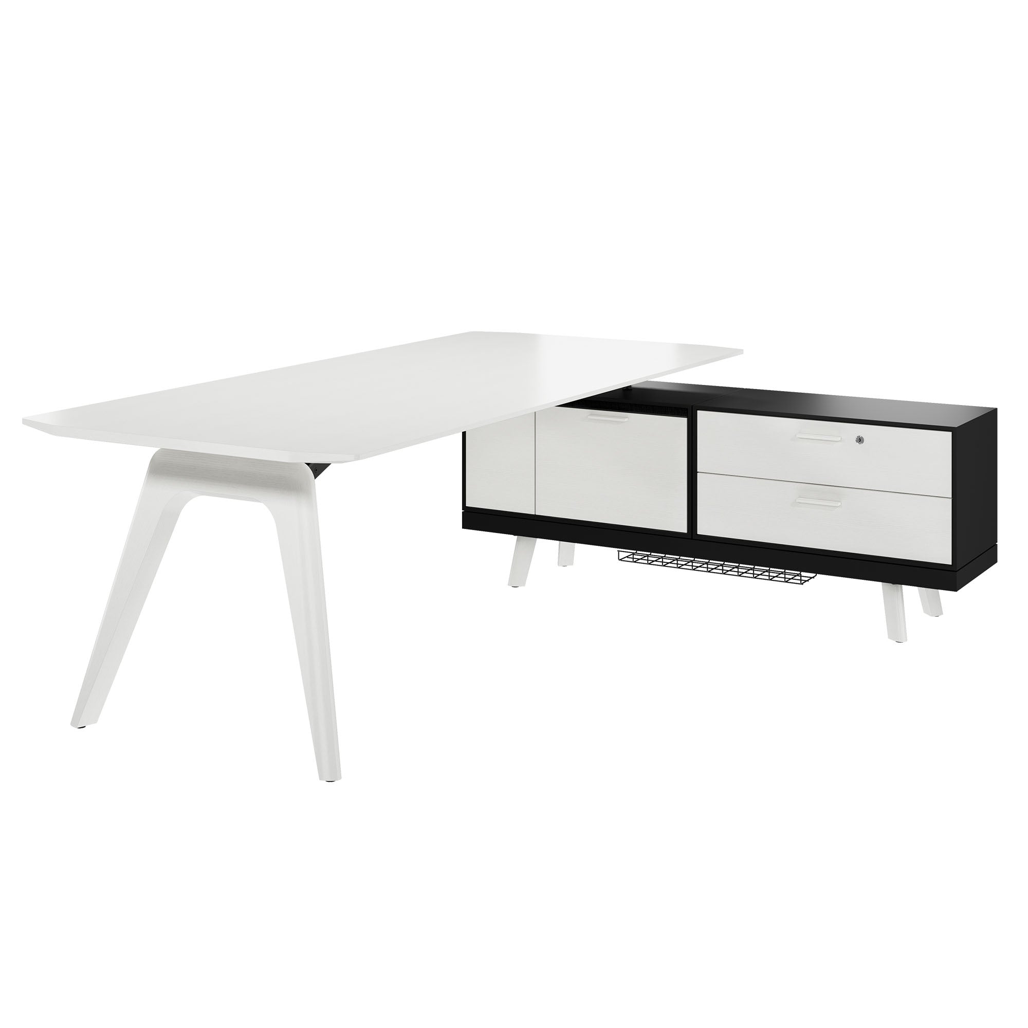 Bralco RAIL Bureau | 1800 - 2400 mm, basboard intégré, bois réel, chêne blanc