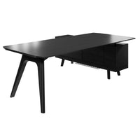 Bureau BRALCO RAIL | 1800 - 2400 mm, lowboard intégré, bois véritable, chêne noir