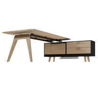 Bureau BRALCO RAIL | 1800 - 2400 mm, lowboard intégré, bois véritable, chêne naturel