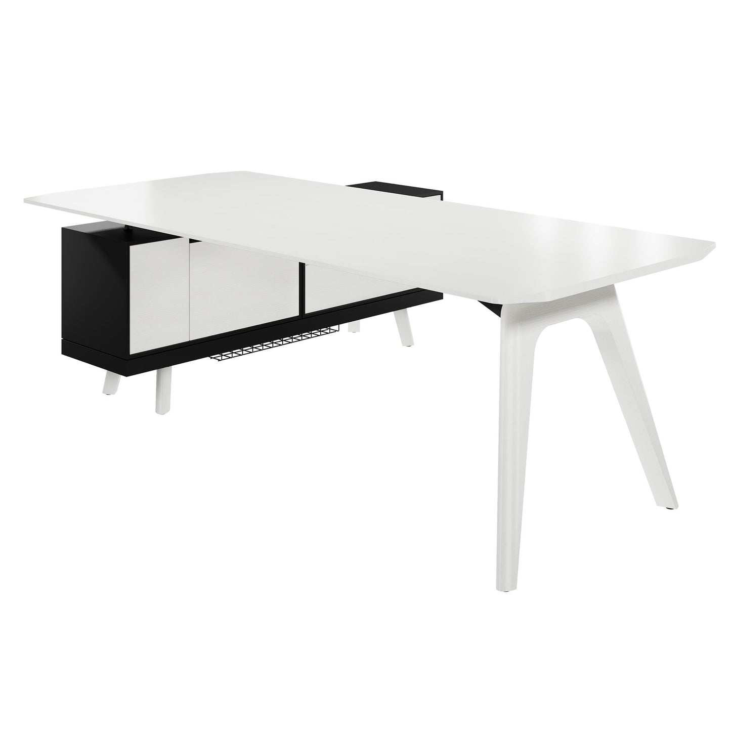 BRALCO Rail Desk | 1800 - 2400 mm, basboard intégré, bois réel, chêne blanc