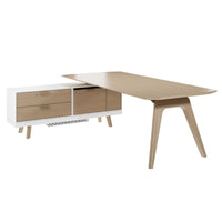 Bureau BRALCO RAIL | 1800 - 2400 mm, lowboard intégré, bois véritable, chêne naturel