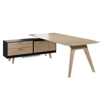 Bureau BRALCO RAIL | 1800 - 2400 mm, lowboard intégré, bois véritable, chêne naturel