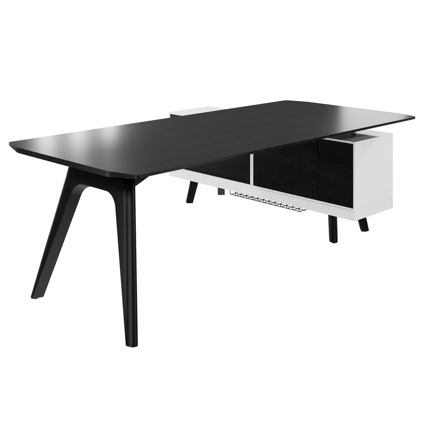 Bureau BRALCO RAIL | 1800 - 2400 mm, lowboard intégré, bois véritable, chêne noir