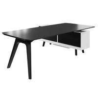 Bureau BRALCO RAIL | 1800 - 2400 mm, lowboard intégré, bois véritable, chêne noir