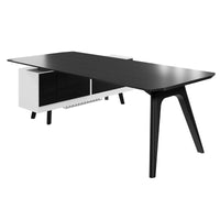 Bureau BRALCO RAIL | 1800 - 2400 mm, lowboard intégré, bois véritable, chêne noir