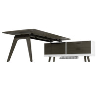 Bureau BRALCO RAIL | 1800 - 2400 mm, lowboard intégré, bois véritable, chêne gris foncé