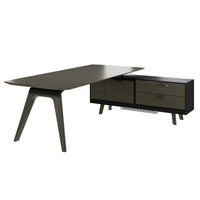 Bureau BRALCO RAIL | 1800 - 2400 mm, lowboard intégré, bois véritable, chêne gris foncé