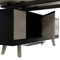 Bralco RAIL Bureau | 1800 - 2400 mm, basboard intégré, bois réel, gris clair en chêne