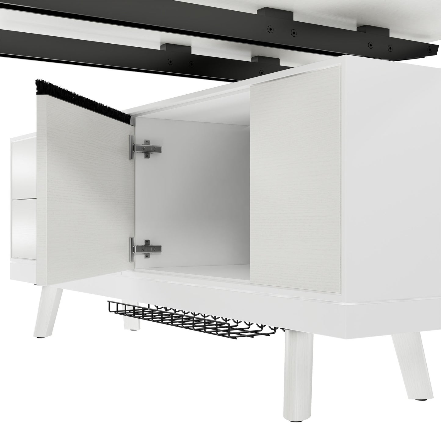 BRALCO RAIL Desk | 1800 - 2400 mm, integrated lowboard, real wood, white oak