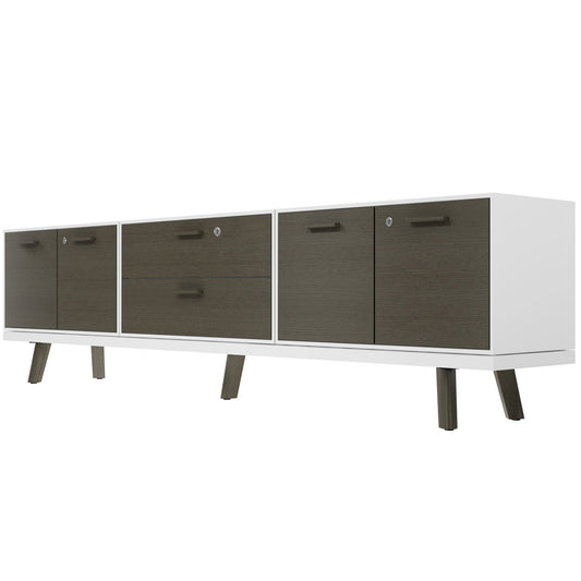 BRALCO RAIL Buffet bas | 1,5 OH, 2400 x 400 mm, chêne gris foncé