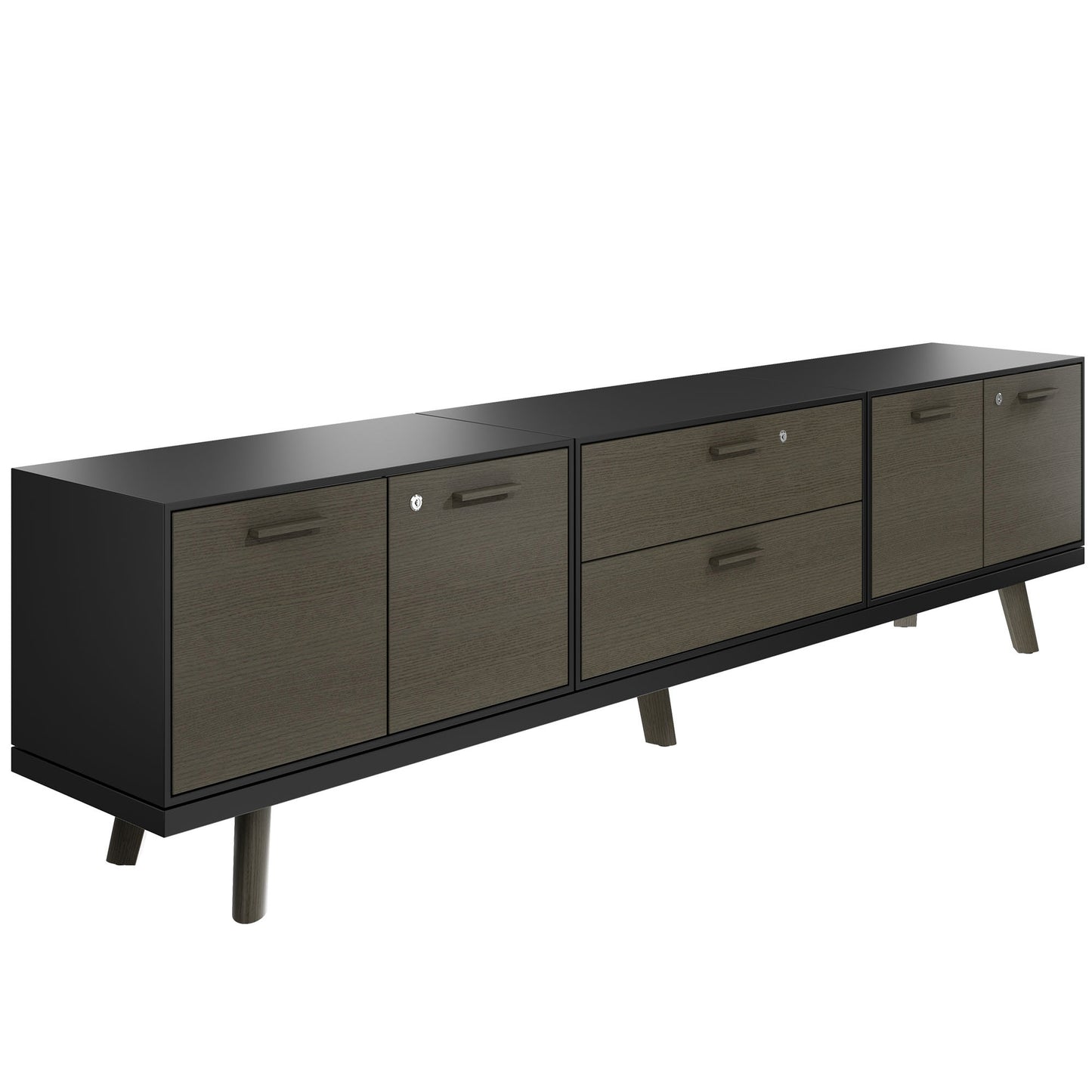 Bralco RAIL Lowboard | 1,5 oh, 2400 x 400 mm, chêne gris foncé