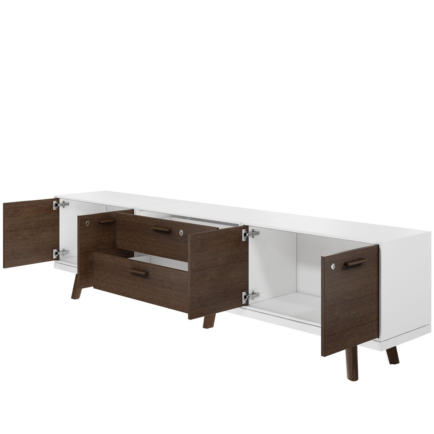 BRALCO RAIL Buffet bas | 1,5 OH, 2400 x 400 mm, chêne tabac