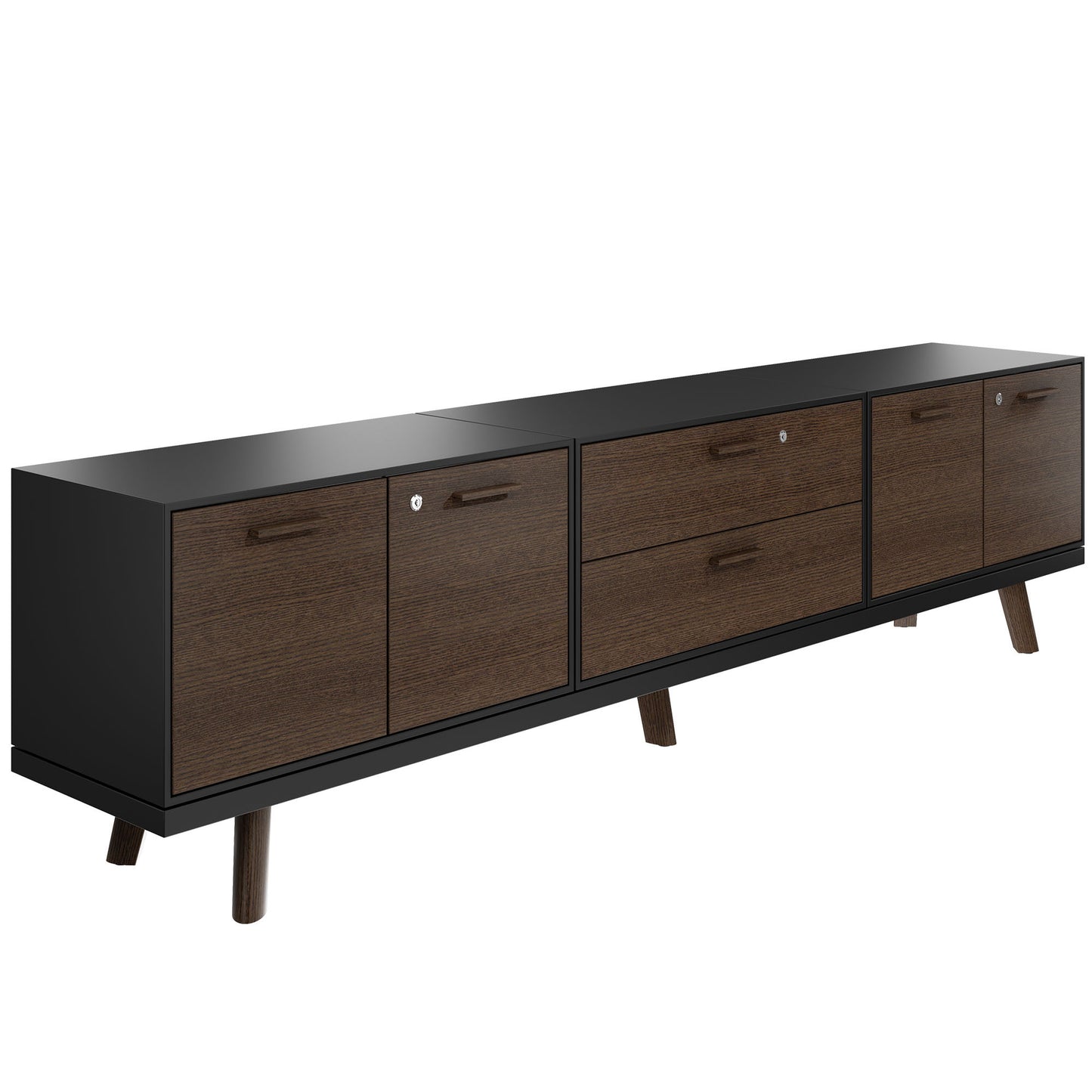 BRALCO RAIL Buffet bas | 1,5 OH, 2400 x 400 mm, chêne tabac