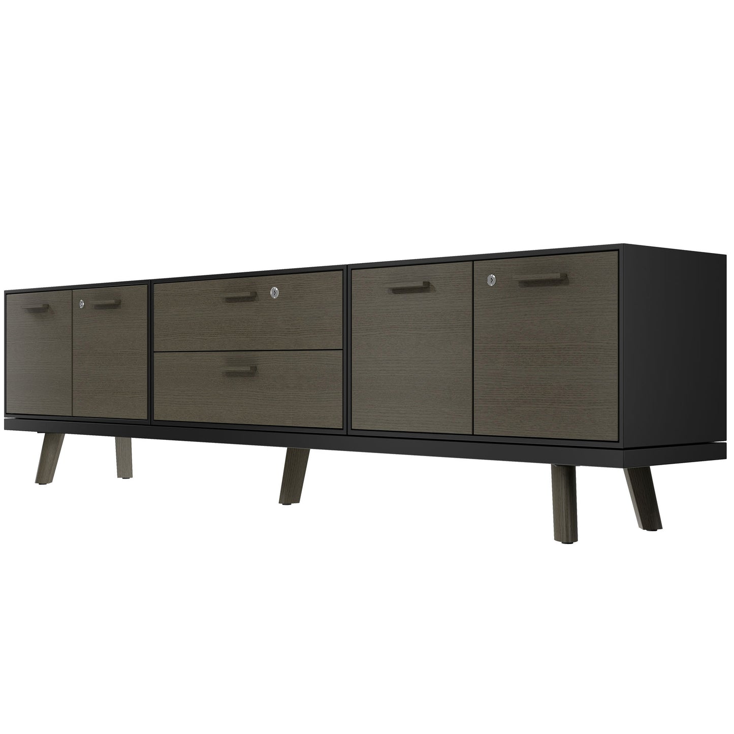 BRALCO RAIL Lowboard | 1,5 OH, 2400 x 400 mm, Eiche Dunkelgrau