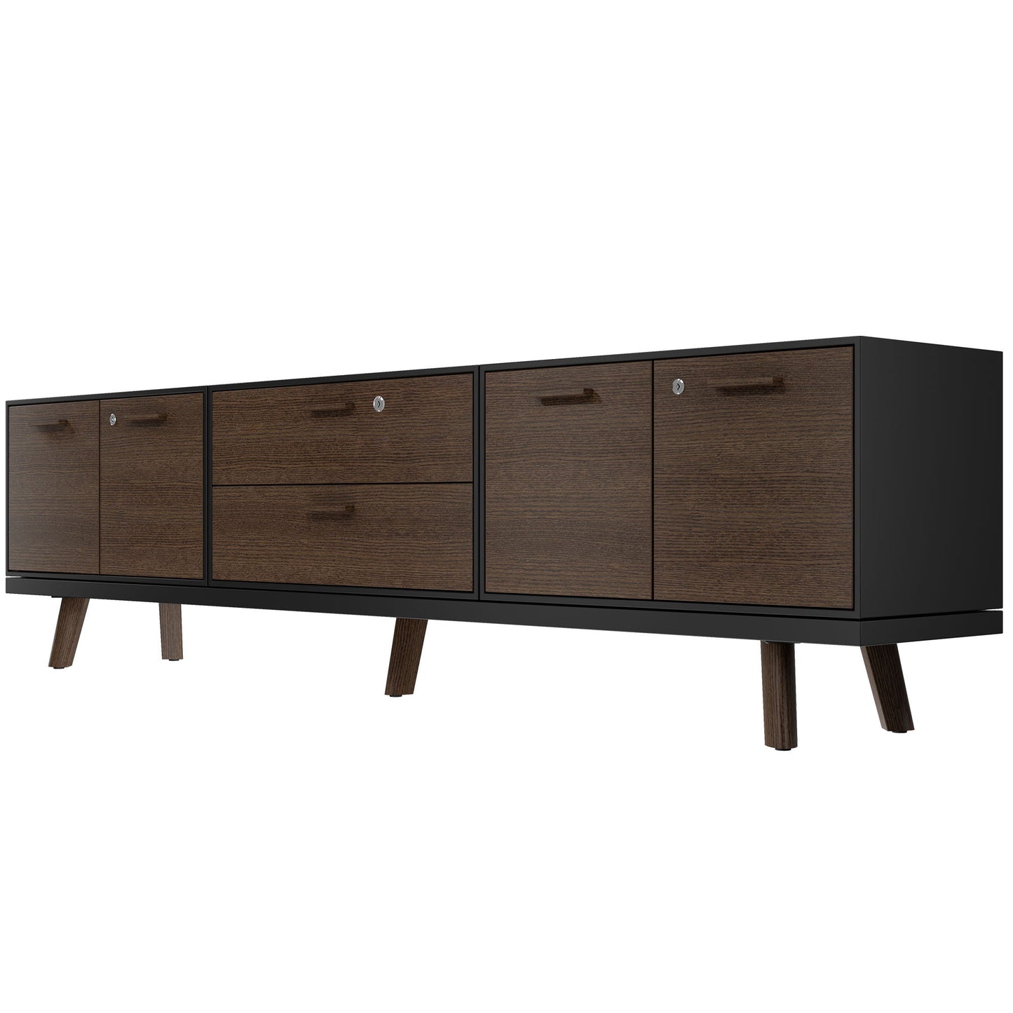 BRALCO RAIL Buffet bas | 1,5 OH, 2400 x 400 mm, chêne tabac