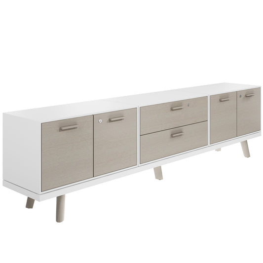 BRALCO RAIL Lowboard | 1.5 OH, 2400 x 400 mm, light gray oak