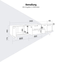 BRALCO RAIL Lowboard | 1,5 OH, 2400 x 400 mm, Eiche Dunkelgrau