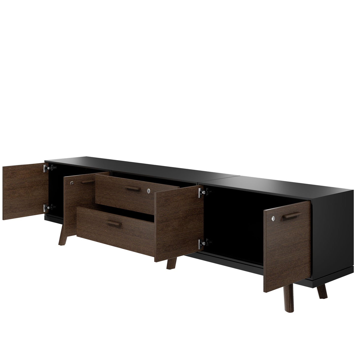 BRALCO RAIL Buffet bas | 1,5 OH, 2400 x 400 mm, chêne tabac