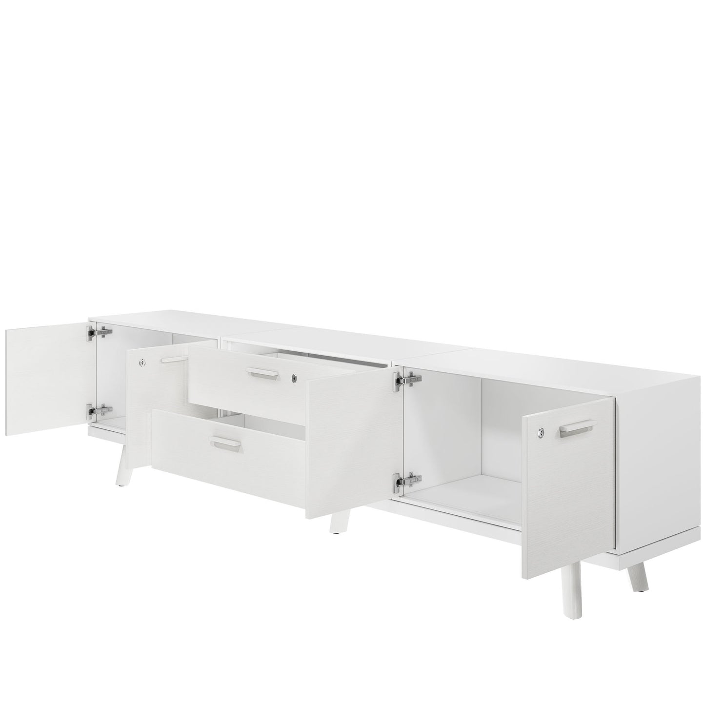 BRALCO RAIL Lowboard | 1,5 OH, 2400 x 400 mm, Eiche Weiß