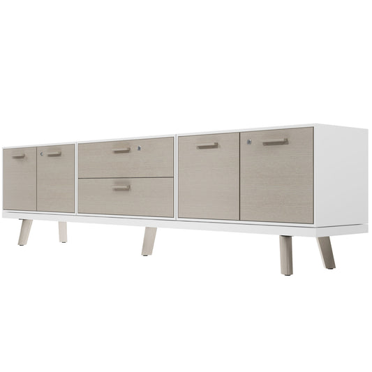 BRALCO RAIL Buffet bas | 1,5 OH, 2400 x 400 mm, chêne gris clair