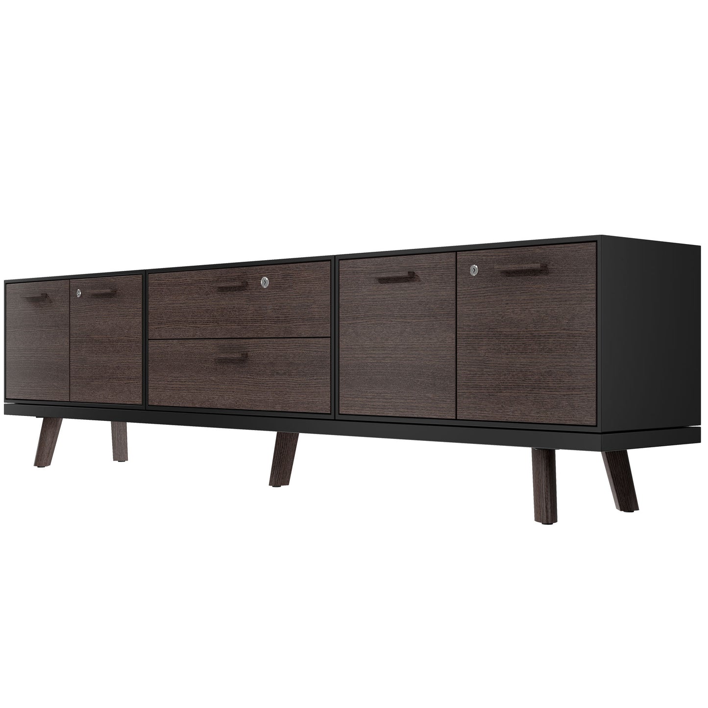 BRALCO RAIL Buffet bas | 1,5 OH, 2400 x 400 mm, chêne carbone