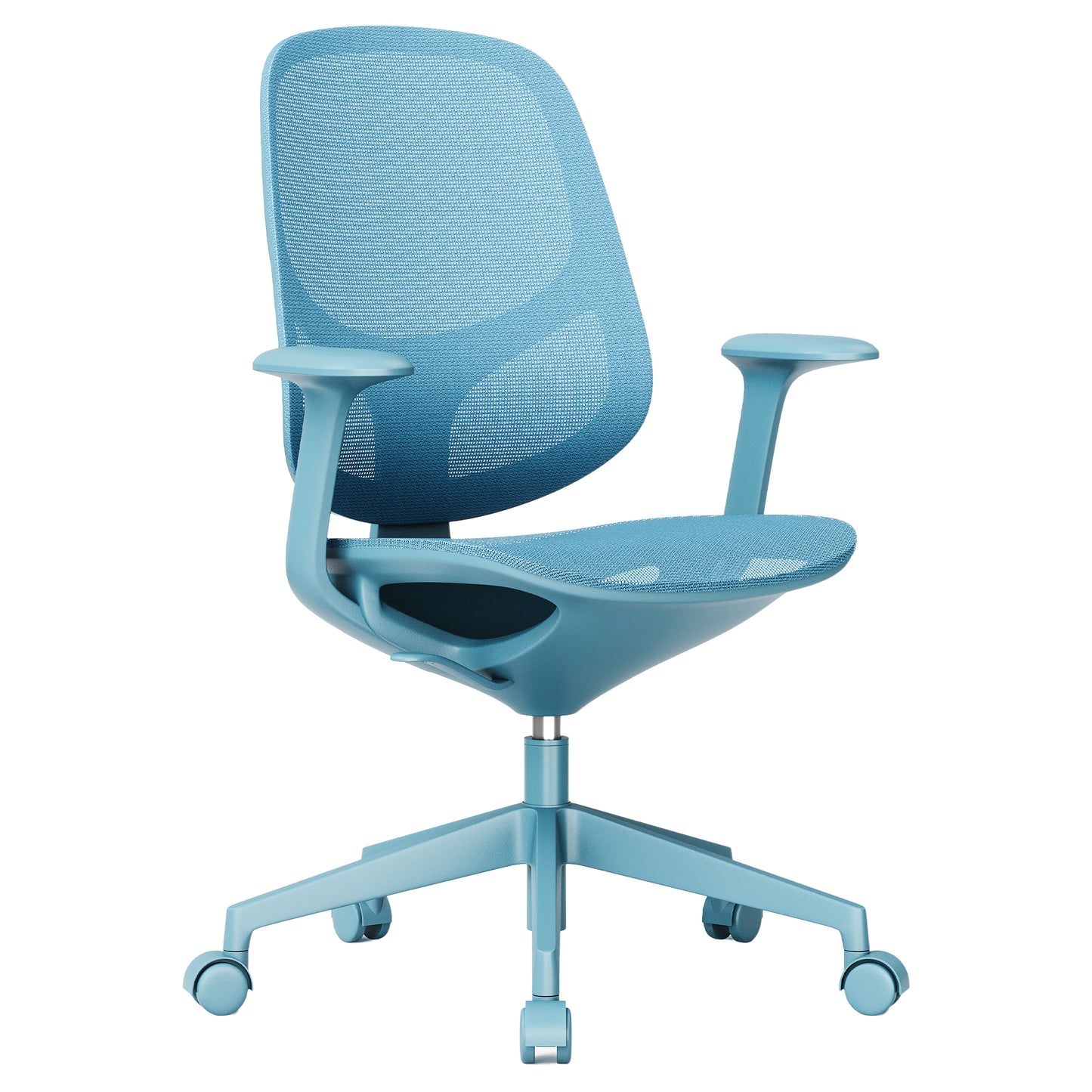 BREATHE Bürodrehstuhl | Feste Armlehnen, 5-Stern-Fußkreuz, Blau