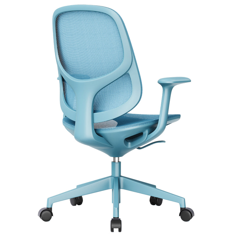 BREATHE Office Swivel Chair | Fixed Armrests, 5-Star Base, Blue - 5 Main Image