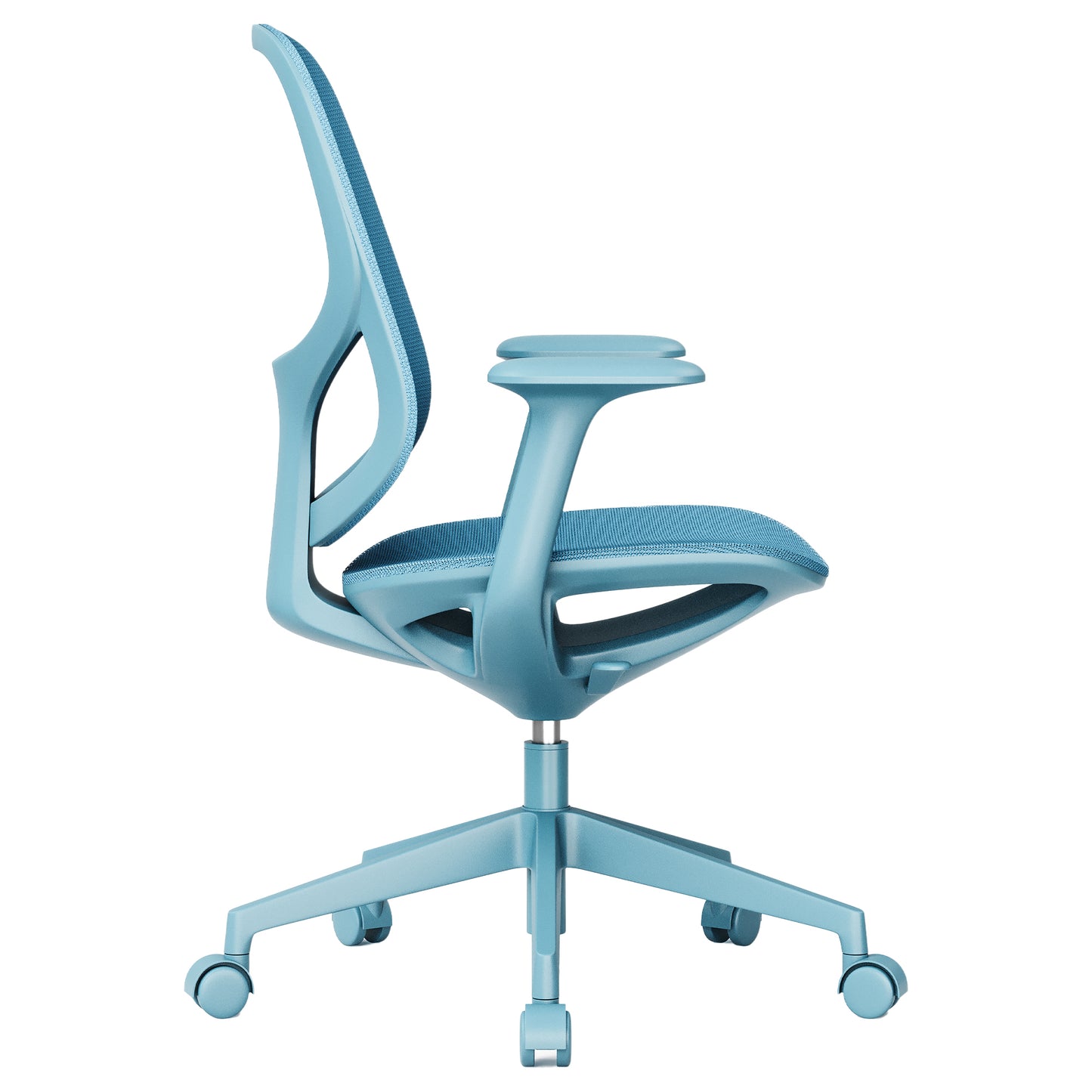 BREATHE Bürodrehstuhl | Feste Armlehnen, 5-Stern-Fußkreuz, Blau