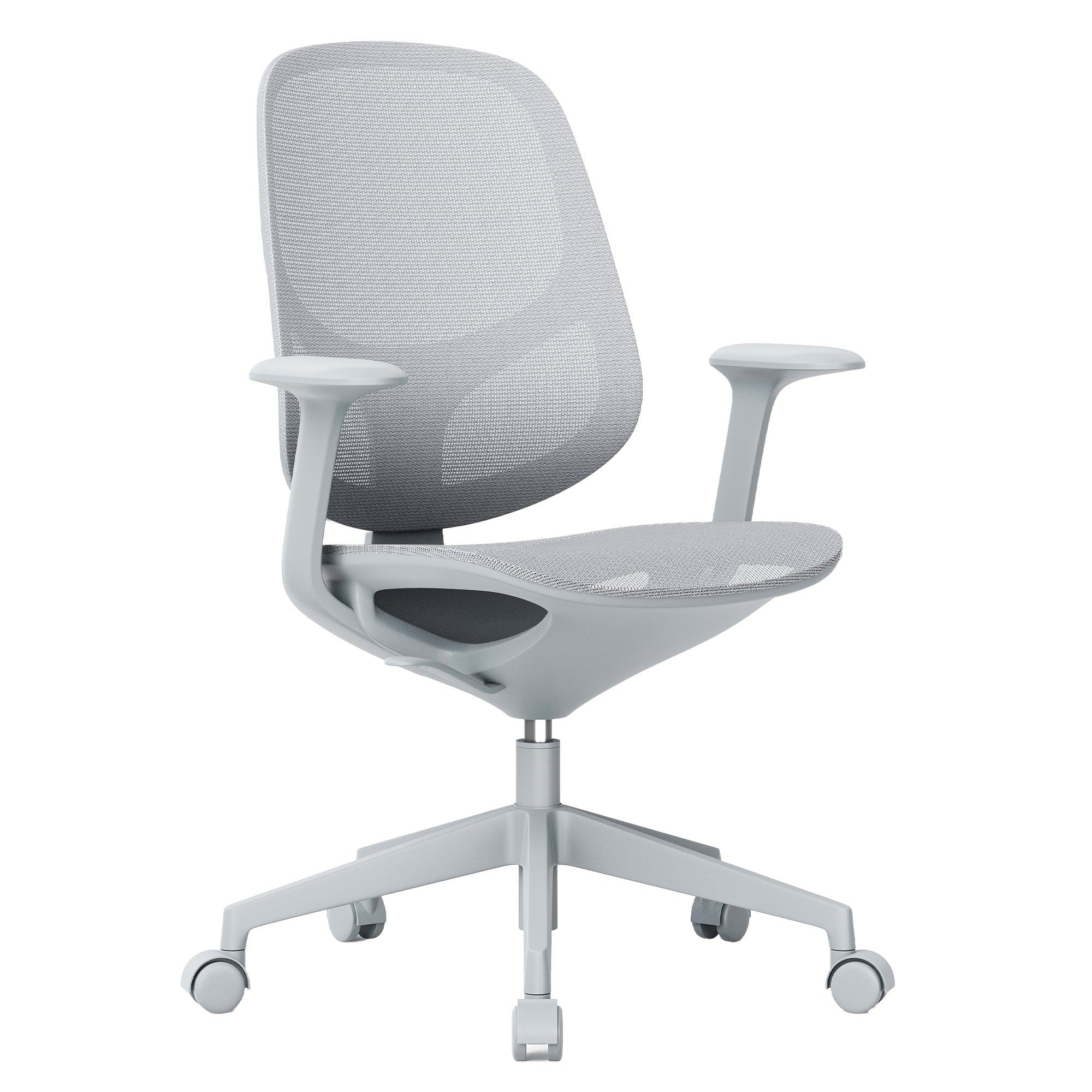 Chaise de bureau pivotante BREATHE | Accoudoirs fixes, piètement 5 branches, gris