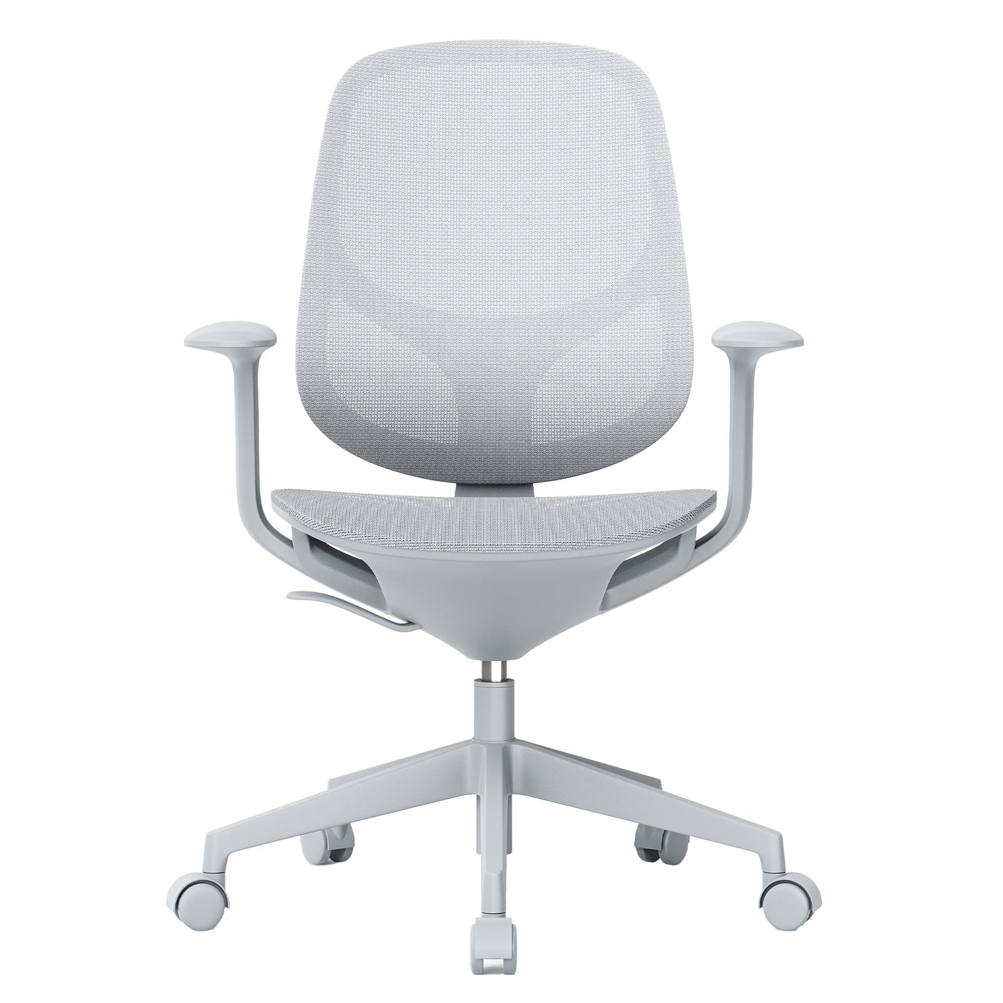 Chaise de bureau pivotante BREATHE | Accoudoirs fixes, piètement 5 branches, gris