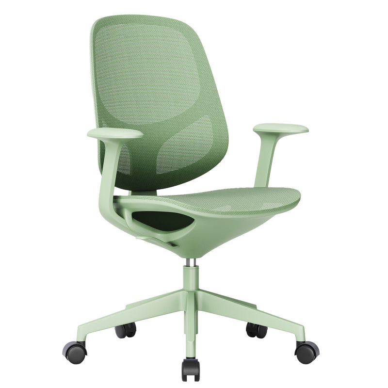 BREATHE Office Swivel Chair | Fixed Armrests, 5-Star Base, Green - 1 Main Image