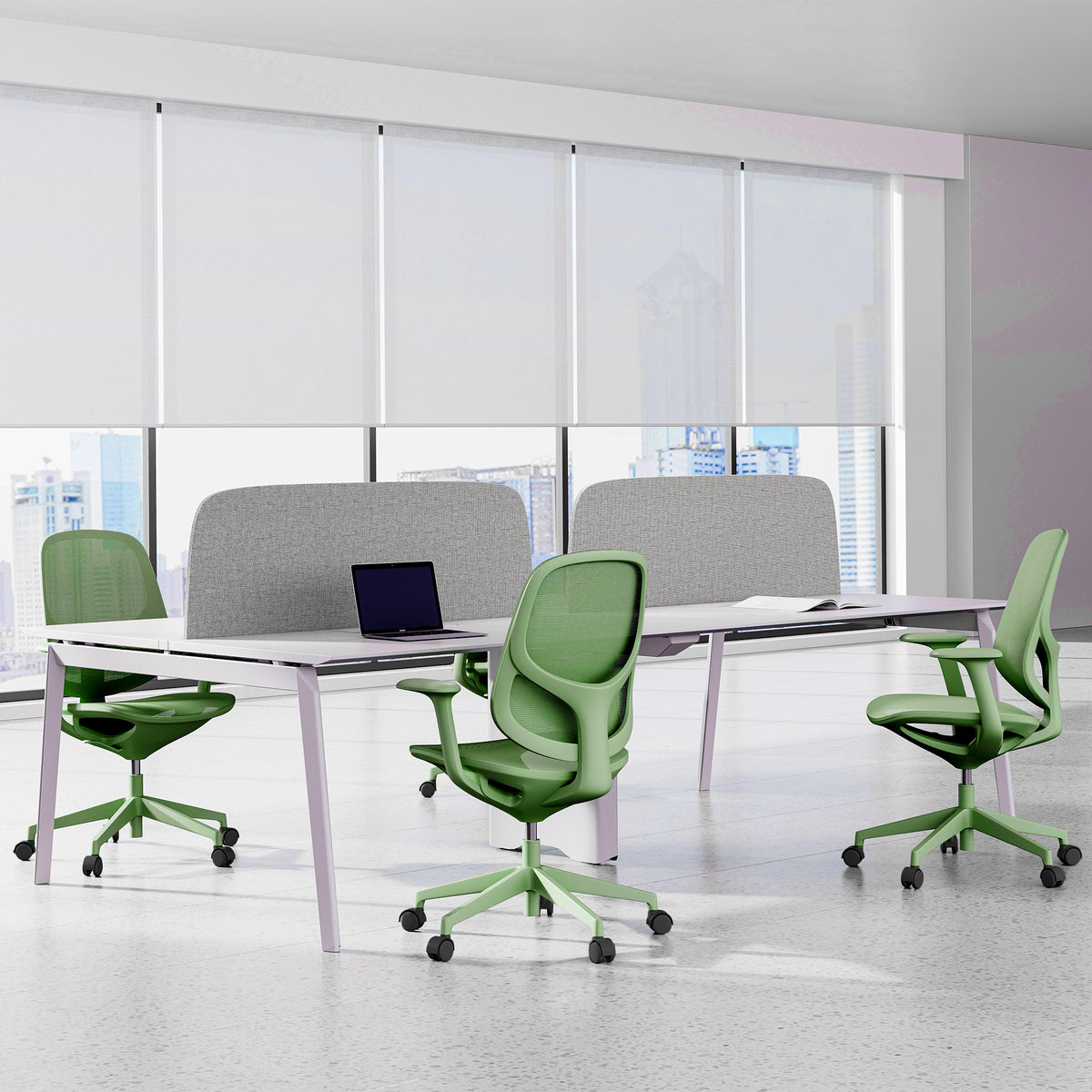 BREATHE Office Swivel Chair | Fixed Armrests, 5-Star Base, Green - 2 Lightbox Main Image